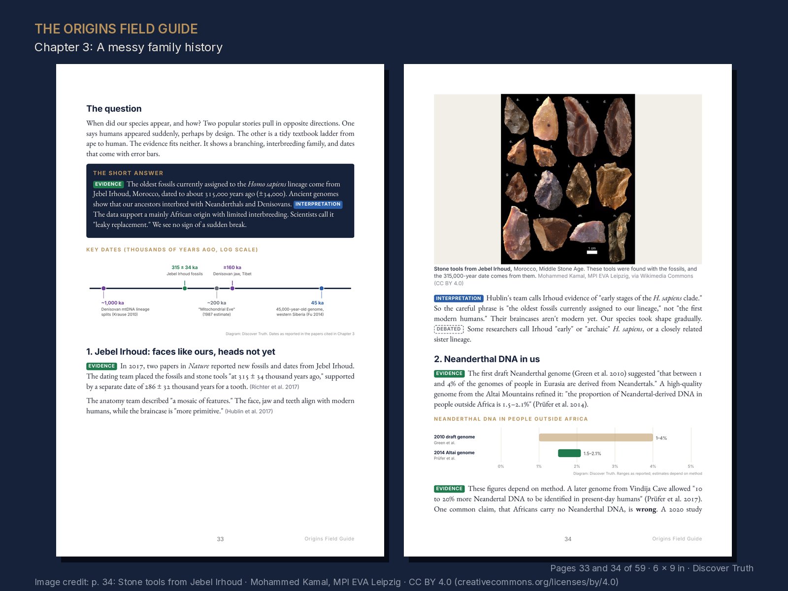 Chapter 3: the question, and Neanderthal DNA in us (pp. 33–34)